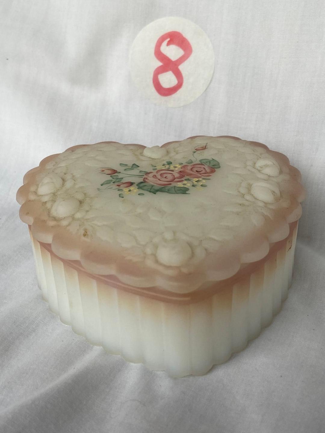 Fenton Heart Shaped Trinket Box, Artist Signed