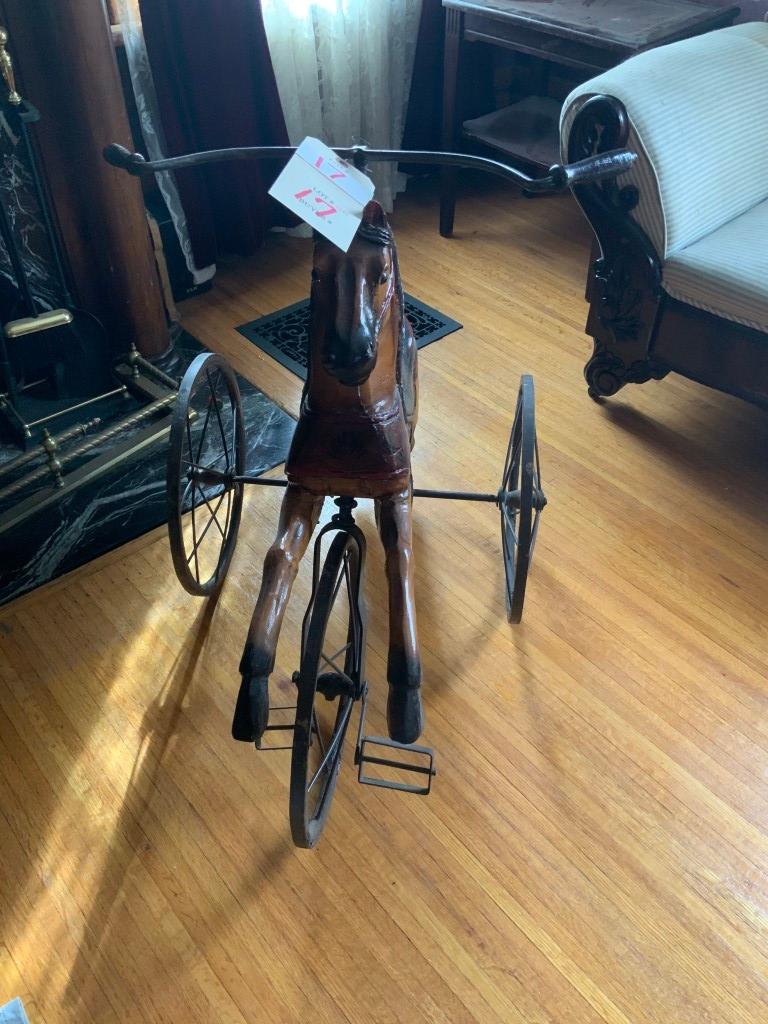 Horse  tri-cycle horse haired tail metal spoke wheel