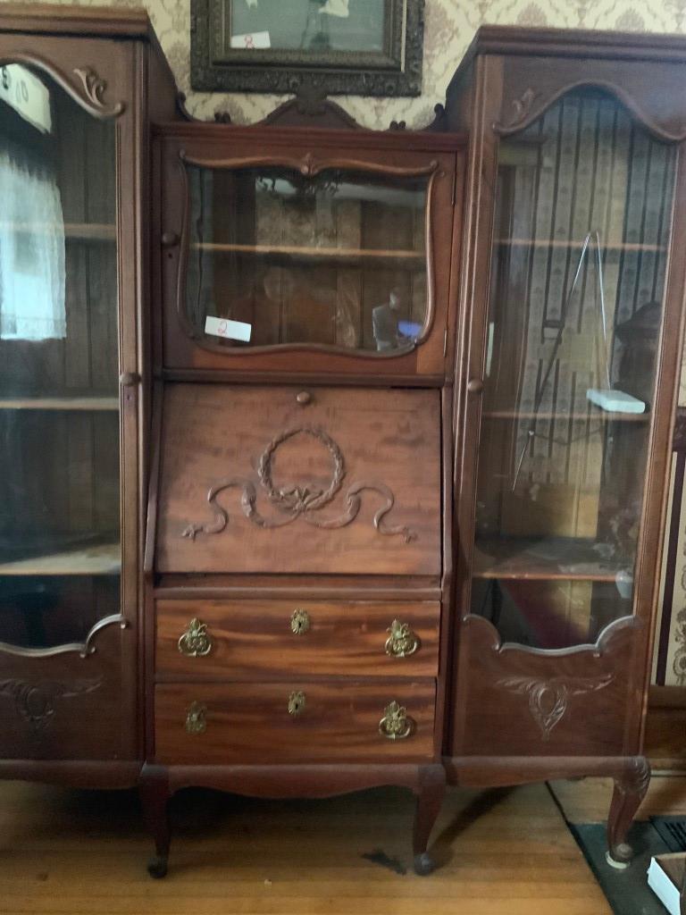 drop front secretary curio cabinet desk 5ft 6 in wide 6ft 3in high