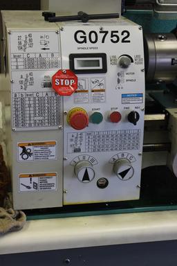 Grizzly Industrial Variable Speed Lathe 2017 Model G0752 S/N 1720005, Motor: 1 HP, 3-phase with inve