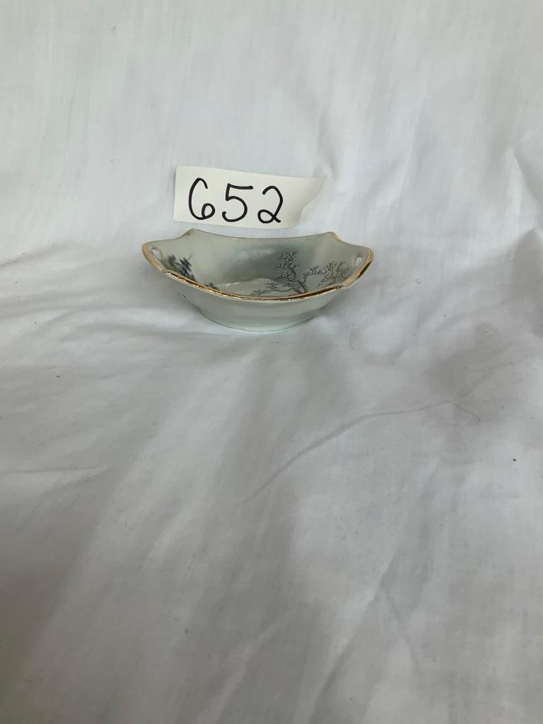 Small Hand-Painted Handled Dish