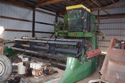 JOHN DEERE 4420 w/CHA, (may need new straw walkers) sells with JD 215 flex head