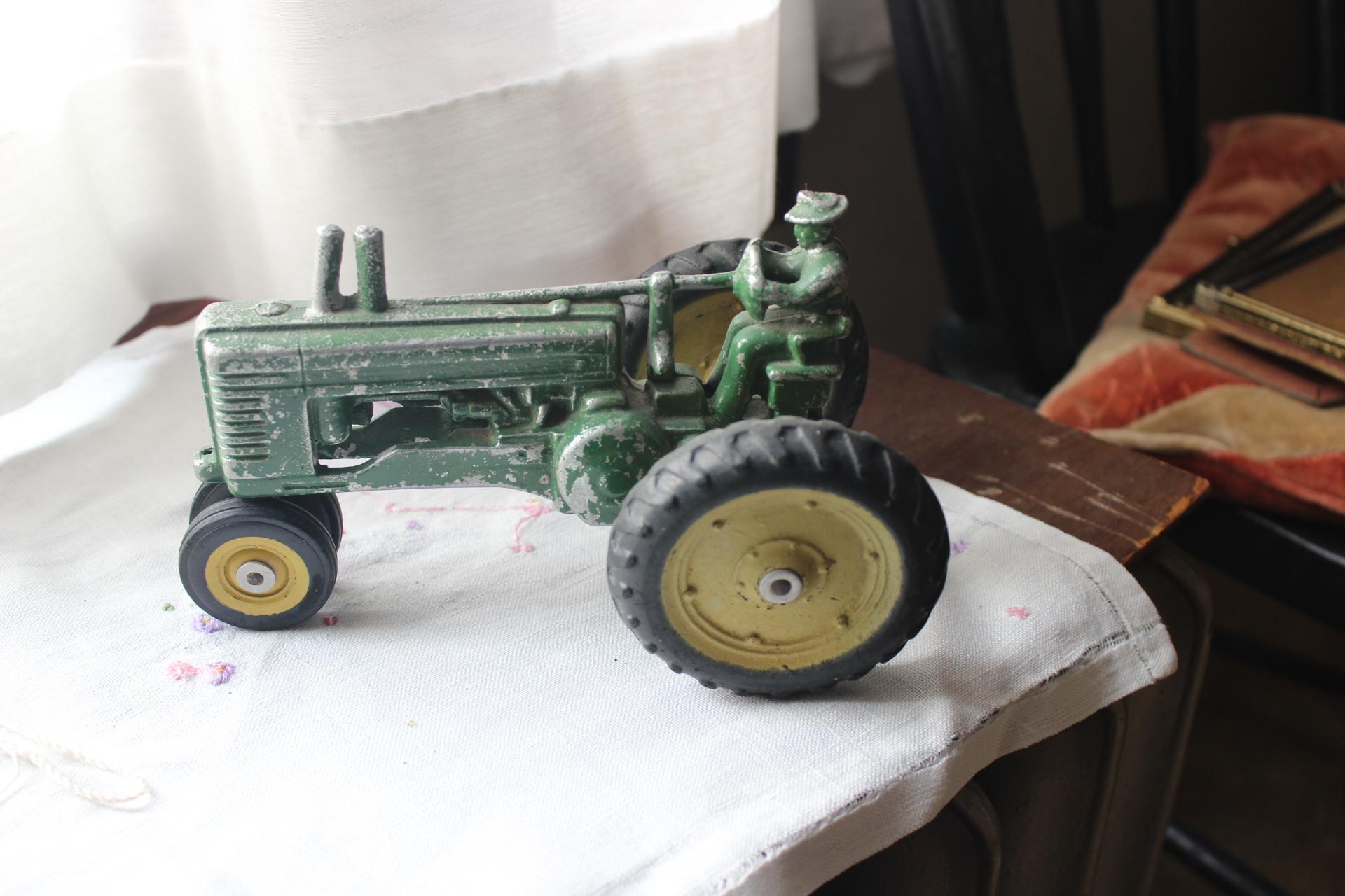 John Deere Toy Tractor with Man on the Seat