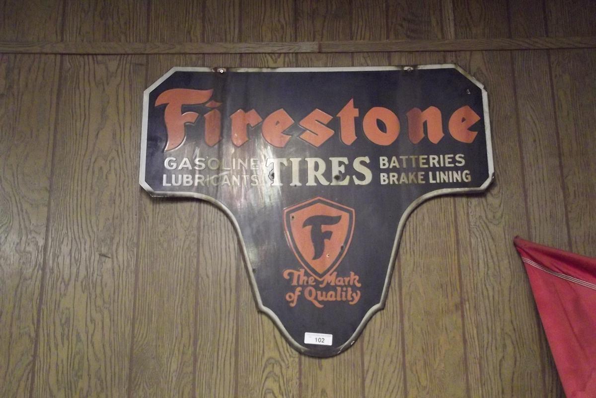 Fire Stone tires Procelain Double Sided Sign