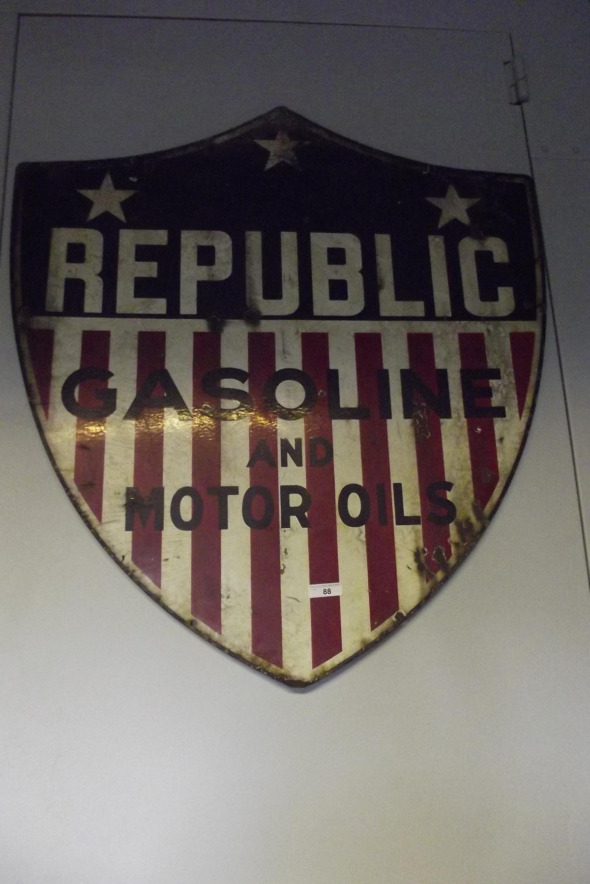 Repblic Shield Porcelain Sign 2-sided 52"