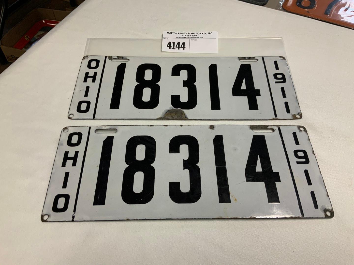 1911 Ohio License Plate #18314 pair