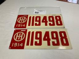 1914 Ohio License Plate #119498 pair