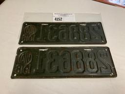 1918 Ohio License Plater #288631 pair