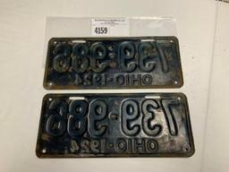 1924 Ohio License Plate #739-986 pair