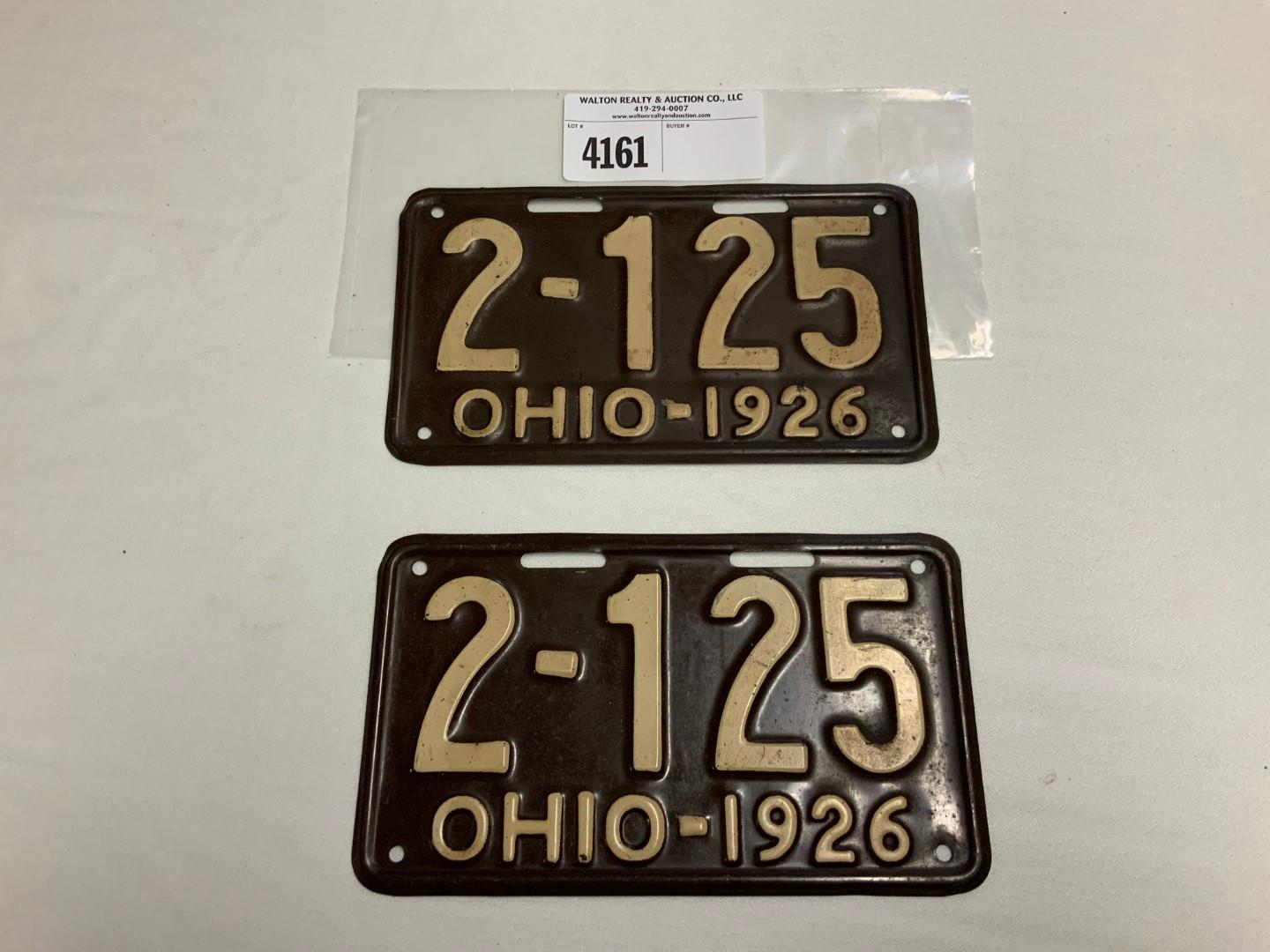 1926 Ohio License Plate # 2-125 pair