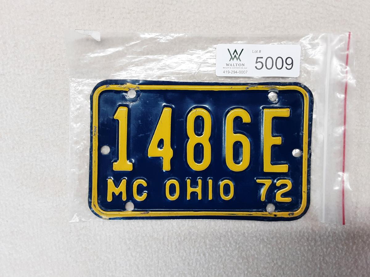 Ohio 1972 Motorcycle Plate