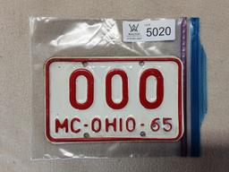 Ohio 1965 Motorcycle Plate