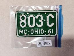 Ohio 1961 Motorcycle Plate