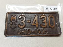 Ohio 1935 Motorcycle Plate