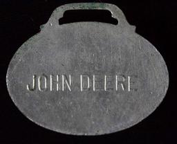 JOHN DEERE CO. ADVERTISING ENAMEL WATCH FOB