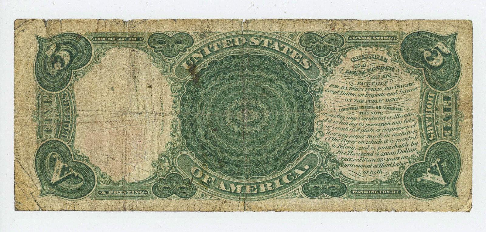 1907 FIVE DOLLAR UNITED STATES NOTE