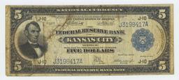 1918 FIVE DOLLAR NATIONAL CURRENCY KANSAS CITY