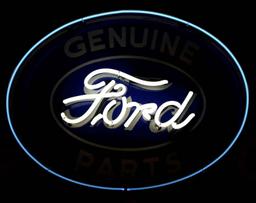 FORD GENUINE PARTS DOUBLE SIGN WITH NEON ADDED