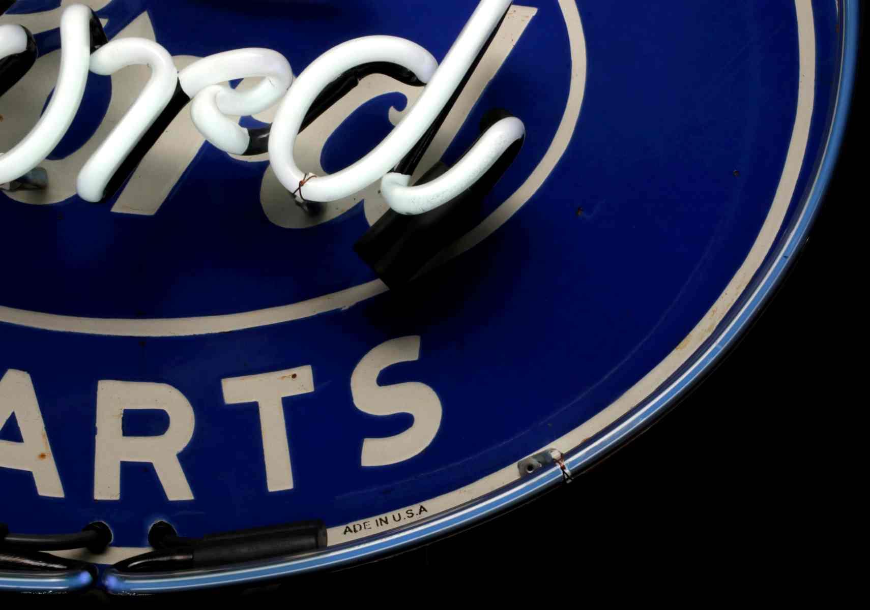 FORD GENUINE PARTS DOUBLE SIGN WITH NEON ADDED