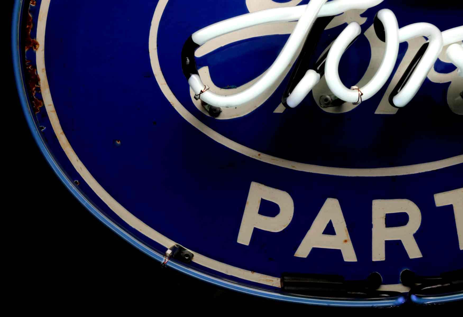 FORD GENUINE PARTS DOUBLE SIGN WITH NEON ADDED