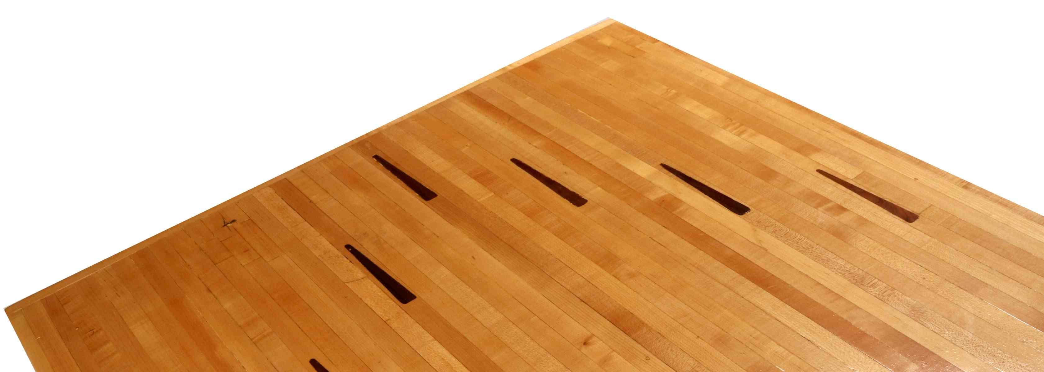 TABLE CRAFTED FROM KING LOUIS BOWLING ALLEY FLOOR