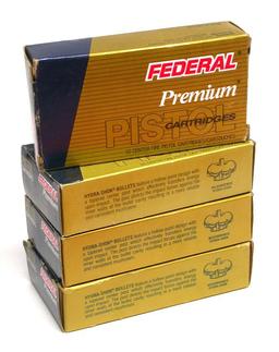 Four 50-Round Boxes of Federal Premium 9mm 124 Gr JHP Hydra-Shok Ammunition (FHR)