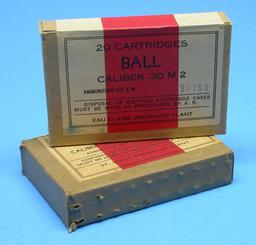 Two 20-Round Boxes of US Military WWII M2 30-06 Ball Ammunition (VLR)