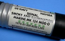 Three US Navy Signal, Smoke, and Illumination Marine MK 124 Mod 0 Flares (SRV)