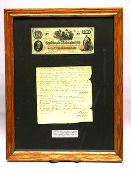 Rare Framed Virginia 1815 Slave Purchase Document (SLH)