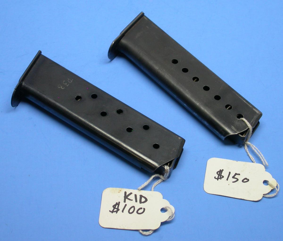 Two WWII-Post WWII P-38 Pistol 8 Round Magazines (KID)