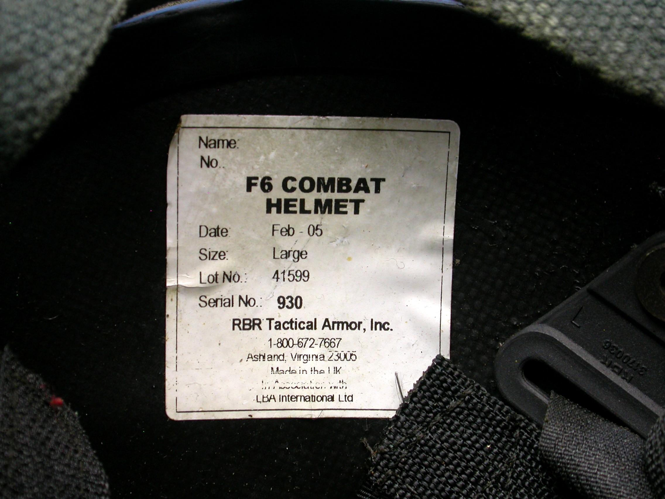 British/US Military F6 Kevlar Combat Helmet (RS)