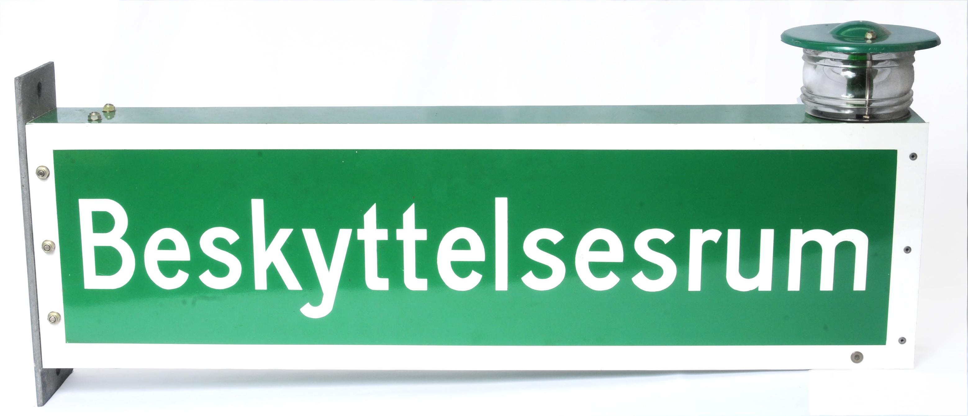 Danish "Beskyttelsesrum" Bomb Shelter Sign (A)