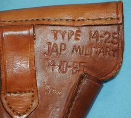 Unusual Leather Holster - Reported to be a Japanese Nambu Pistol Holster (ENV)