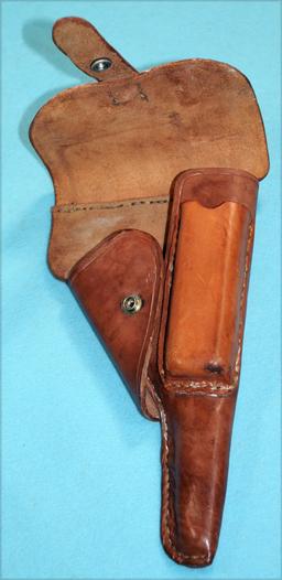 Unusual Leather Holster - Reported to be a Japanese Nambu Pistol Holster (ENV)