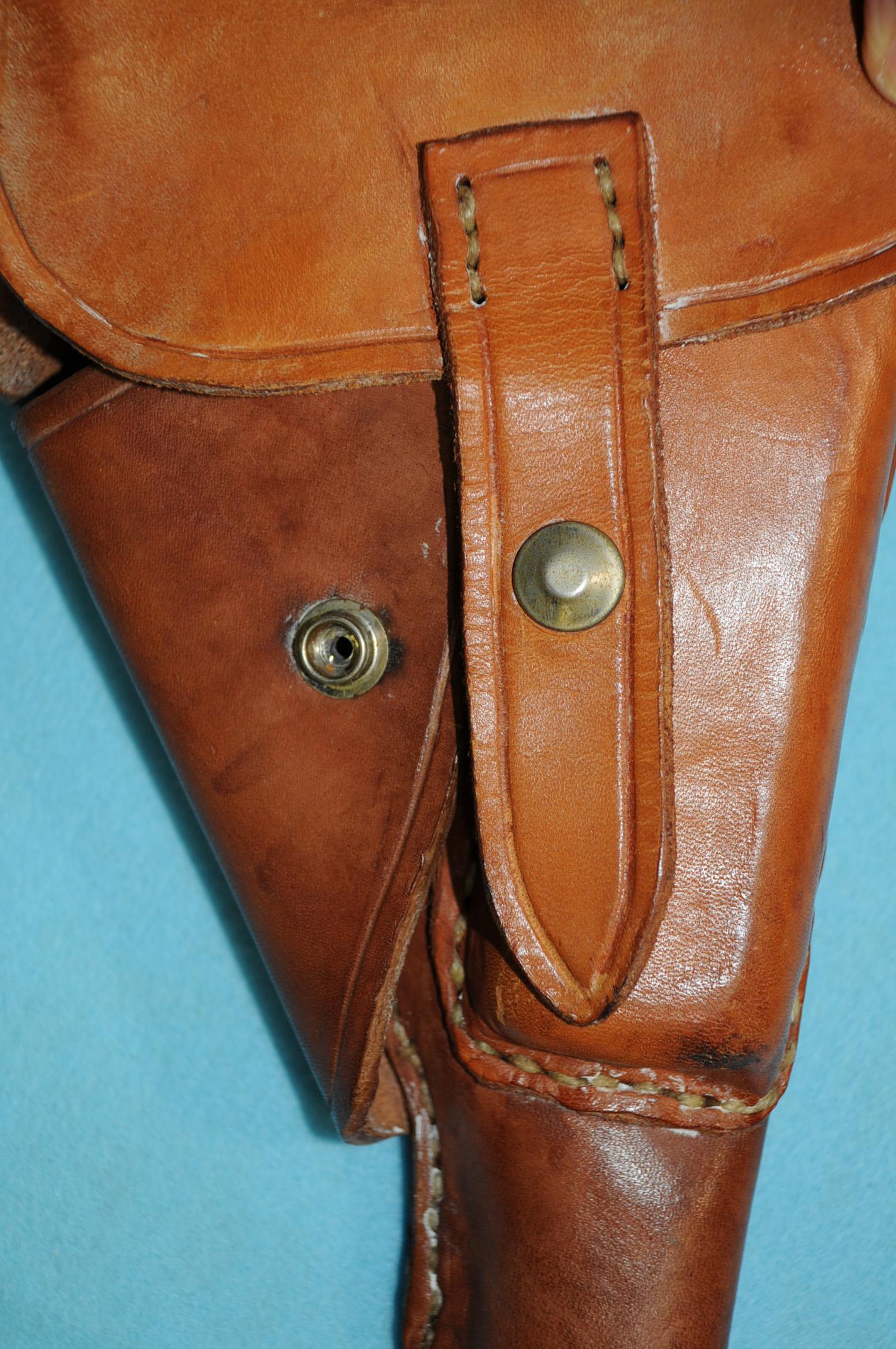 Unusual Leather Holster - Reported to be a Japanese Nambu Pistol Holster (ENV)