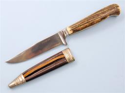 Custom German hunters knife w/ stag handle. (LAM)
