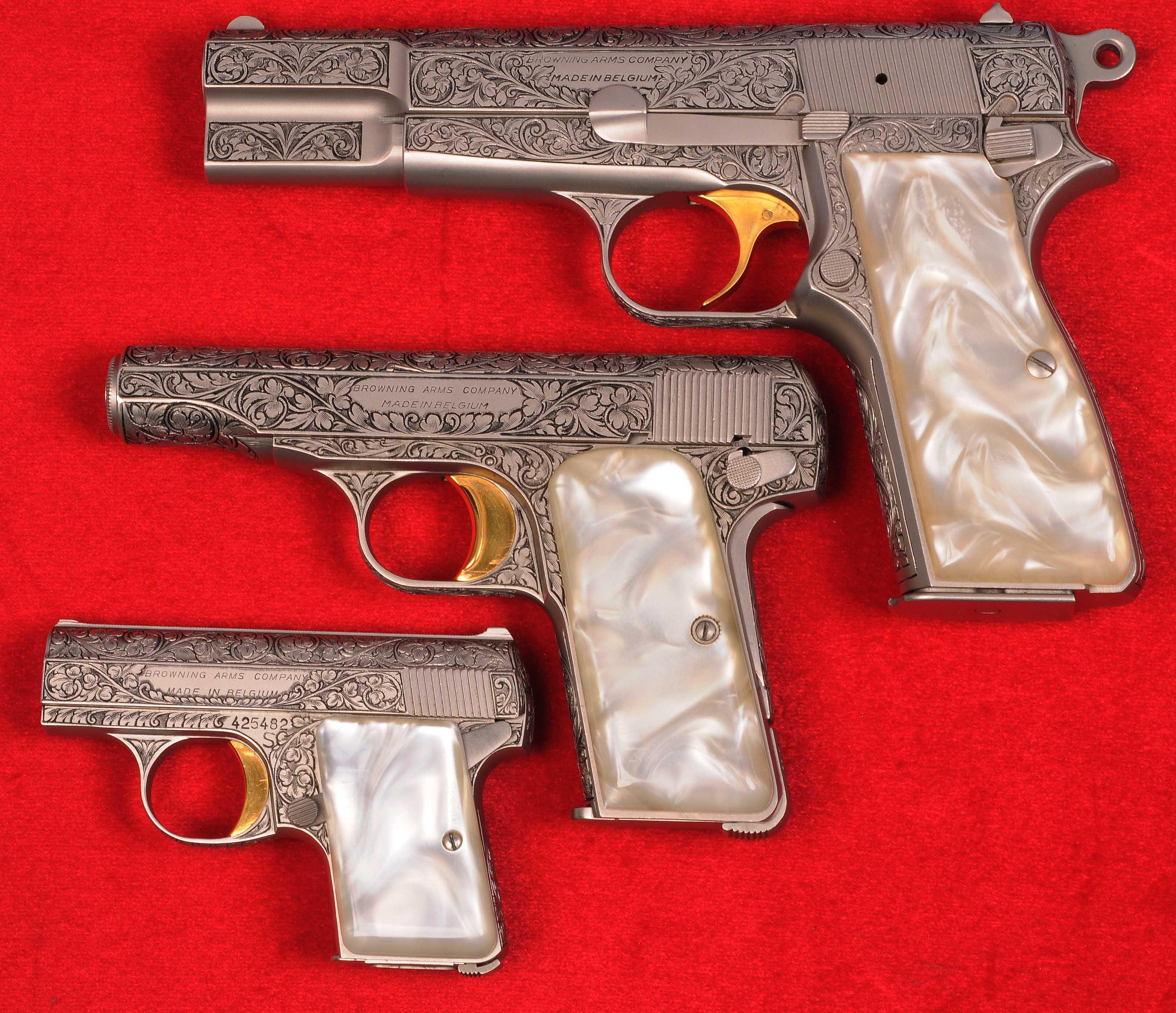 Cased Engraved Browning Renaissance Set of Semi-Auto Pistols - FFL #T213883, 631059, 425482 (RCP1)