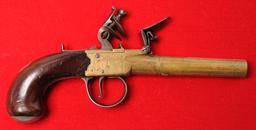 Antique British Brass Barrel .45 Caliber Flintlock Pocket Pistols by I. Parr - no FFL needed (KEN 1)