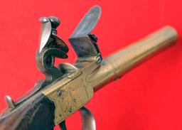 Antique British Brass Barrel .45 Caliber Flintlock Pocket Pistols by I. Parr - no FFL needed (KEN 1)