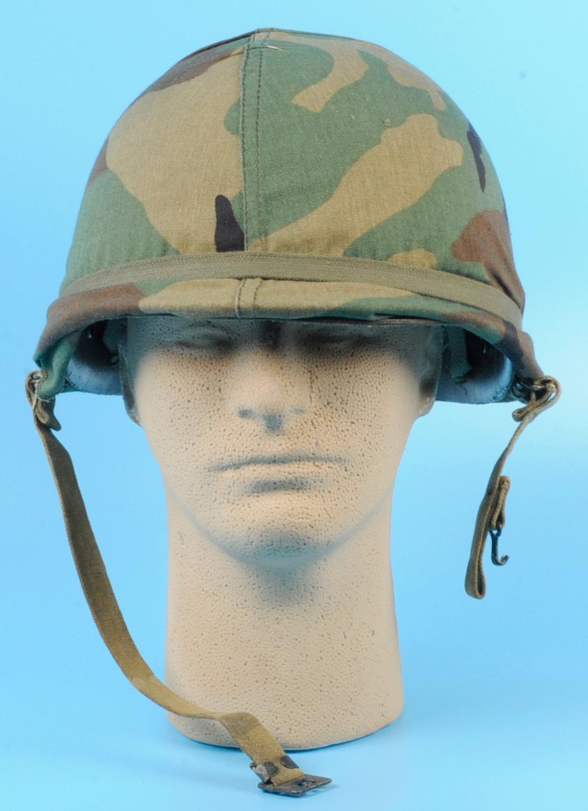 US Military Post-Vietnam War issue M1 Helmet, Liner and Woodland Camo Cover  (GDQ)