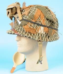 US Army WWII Restored M1C Paratrooper Helmet, Liner, Netting and Chinstrap (SJZ)