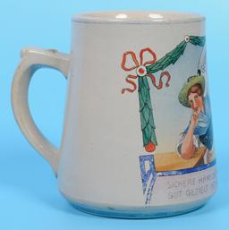 Nice Stoneware German Early Shooting Competition Beer Stein Mug (MOS)