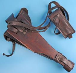 German WWI Era Original P08 Artillery Luger Leather Shoulder Holster (RBX)