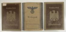 Three German WWII era Arbeitsbuchs & a Wehrpass Booklets (CQQ)