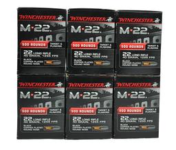 Six Winchester M22 .22LR Boxes of 3000 Rounds  (MGX)