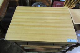 BUTCHER BLOCK STYLE ROLL ABOUT STAND