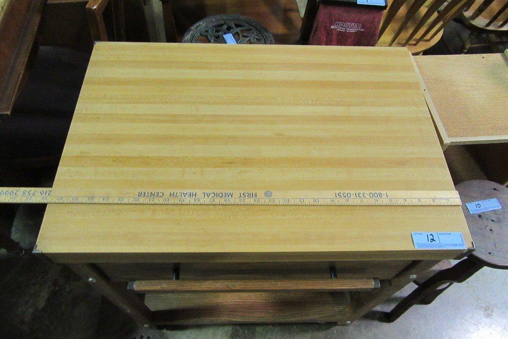 BUTCHER BLOCK STYLE ROLL ABOUT STAND