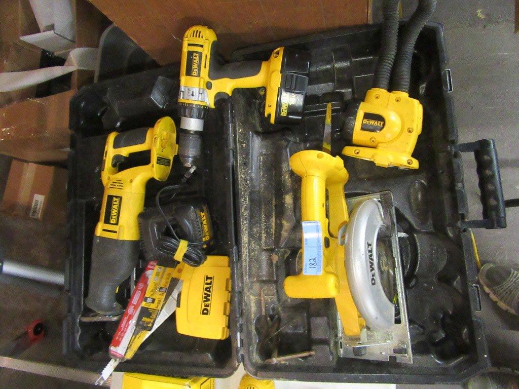 DEWALT 18 VOLT CARPENTER SET, INCLUDING SAWZALL, CORDLESS DRILL, FLASHLIGHT