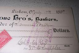 FIRESTONE BROTHERS BANKERS CHECKS DATED 1899