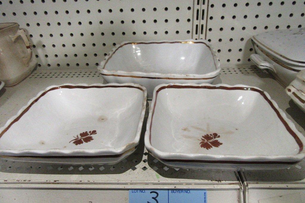 3 ASSORTED WEDGEWOOD & CO. ENGLAND ROYALSTONE CHINA TEA LEAF PATTERN BOWLS.